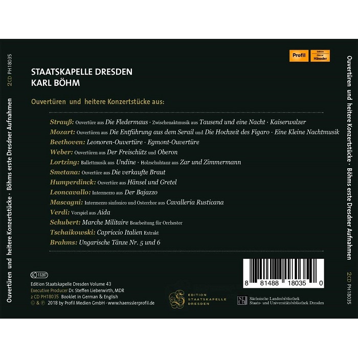 Karl Bohm 칼 뵘이 지휘하는 드레스덴 슈타츠카펠레 시리즈 43집 (Edition Staatskapelle Dresden Vol. 43)