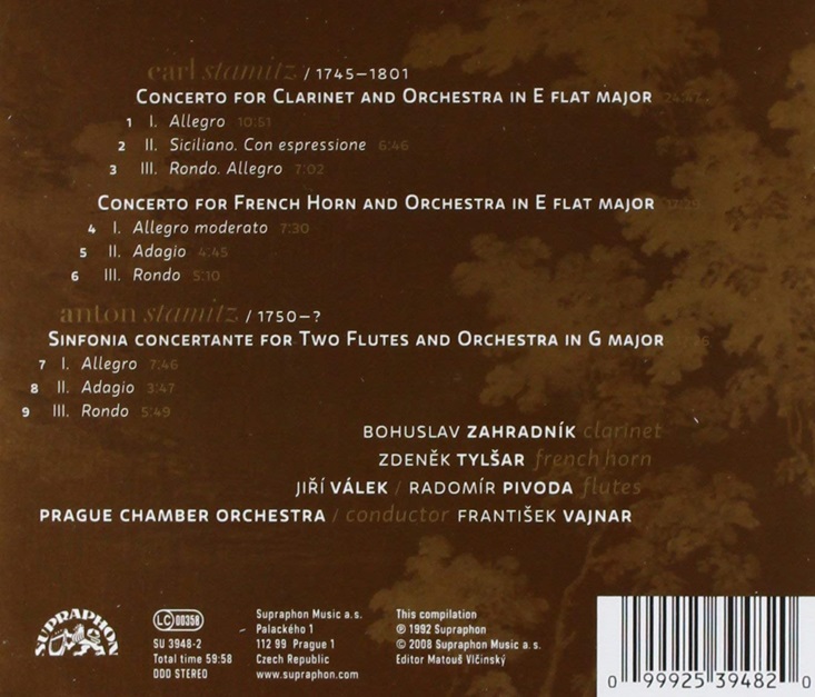 Frantisek Vajnar 슈타미츠 형제의 관악 협주곡 모음 (Carl Stamitz / Anton Stamitz: Concertos For Wind Instruments)
