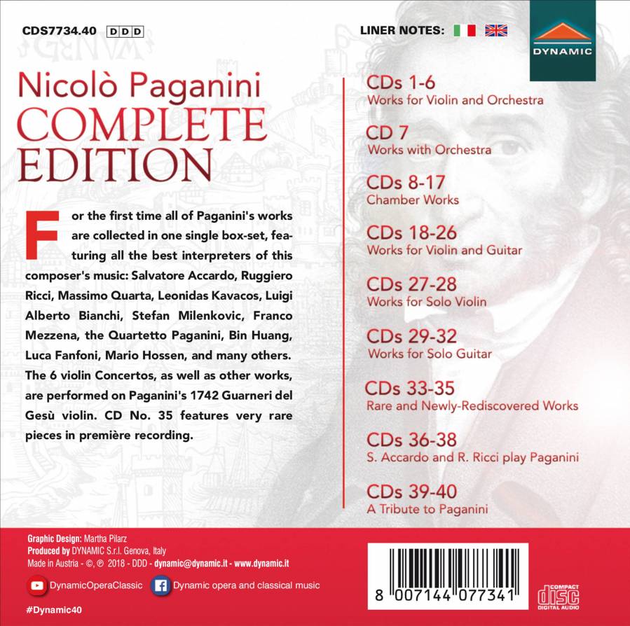 파가니니 작품 전곡집 (Nicolai Paganini Complete Edition) [40CD]