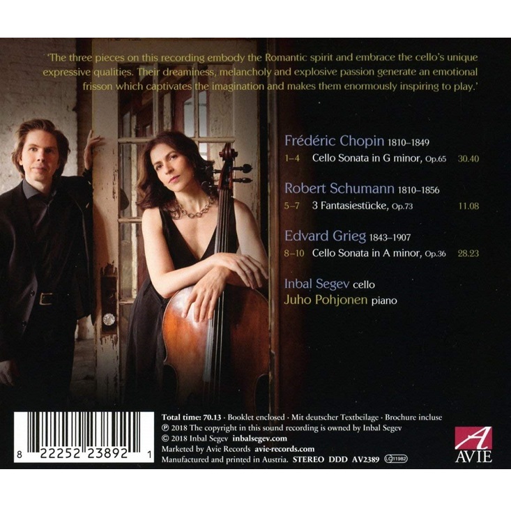 Inbal Segev / Juho Pohjonen 쇼팽 / 슈만 / 그리그: 첼로와 피아노를 위한 작품집 (Chopin / Schumann / Grieg: Works for Cello and Piano)