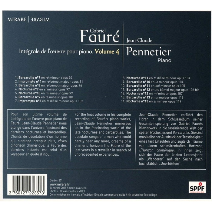 Jean-Claude Pennetier 포레: 피아노 작품 전곡 4집 (Faure: Integrale de l'œuvre pour piano, Vol. 4)
