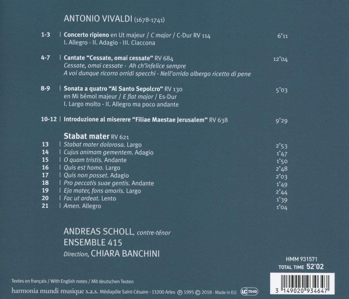 Andreas Scholl 비발디: 슬픔의 성모 (Vivaldi: Stabat Mater)