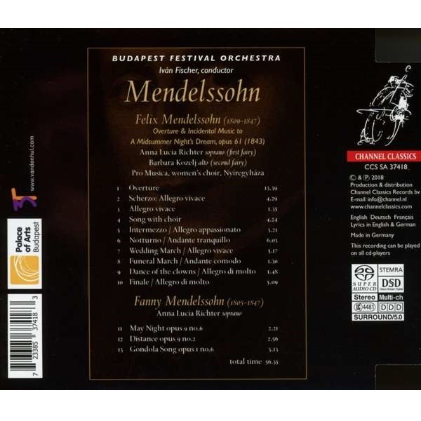 Ivan Fischer 멘델스존: 한여름 밤의 꿈 (Mendelssohn: A Midsummer Night's Dream) 이반 피셔, 부다페스트 페스티벌 오케스트라