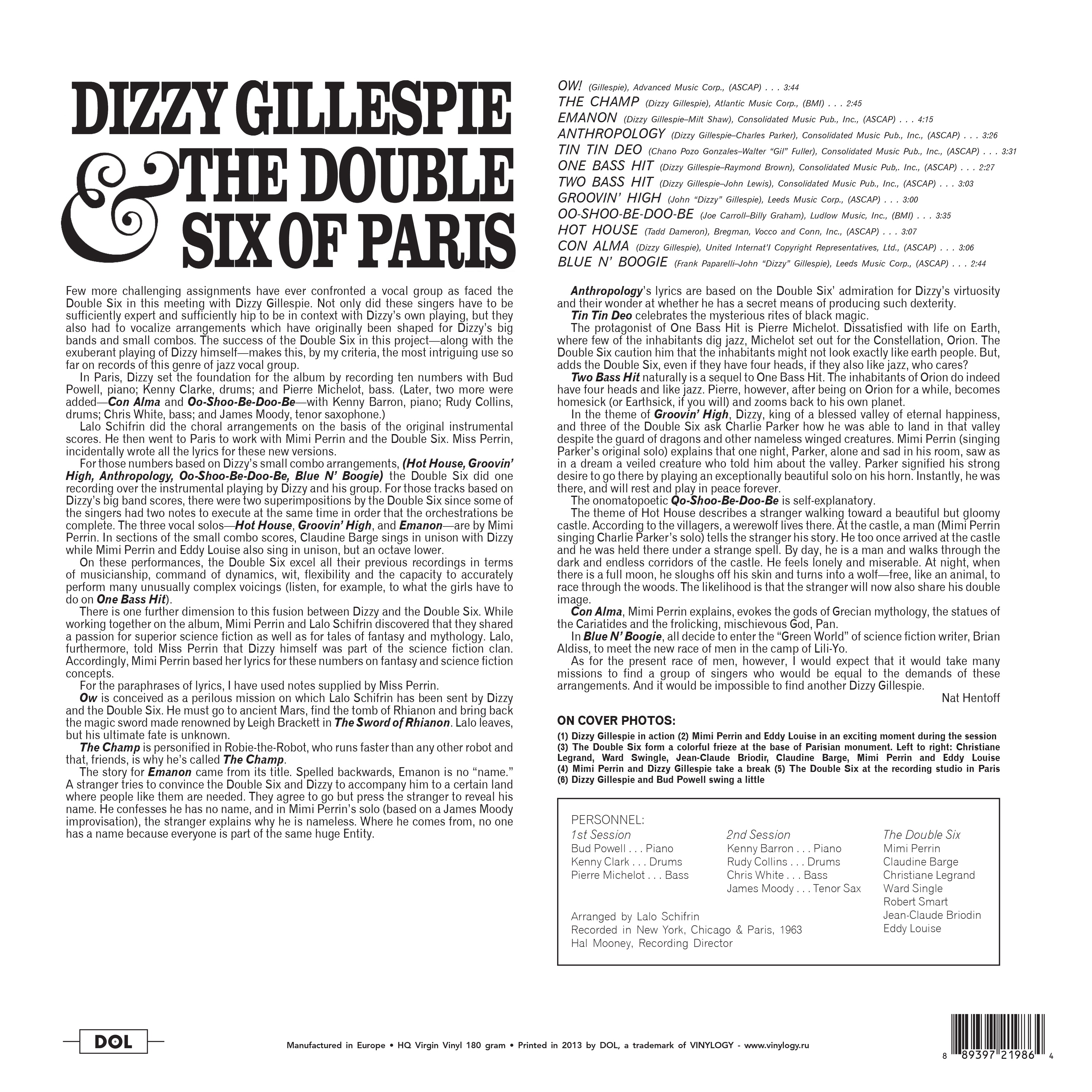 Dizzy Gillespie (디지 길레스피) - Dizzy Gillespie & The Double Six Of Paris [LP]