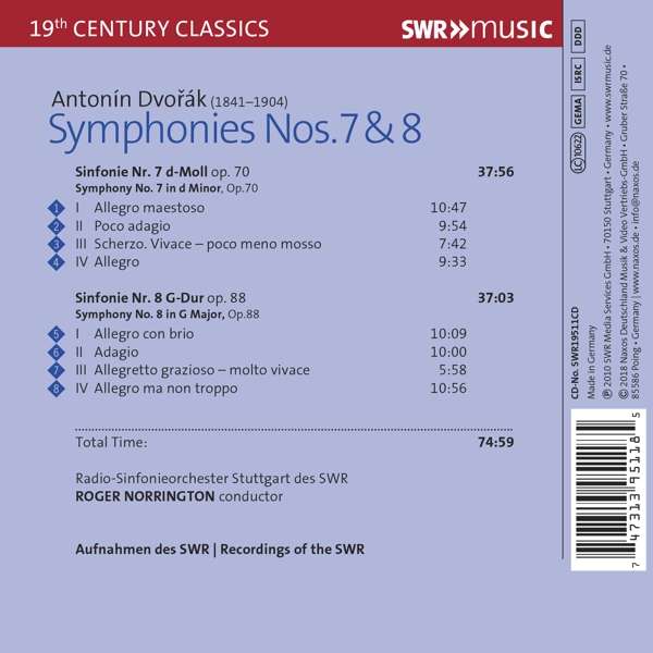 Roger Norrington 드보르작: 교향곡 7 & 8번 (Dvorak: Symphonies Nos. 7 & 8)