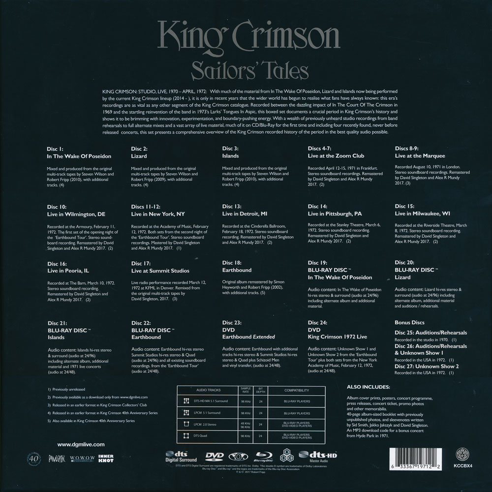 King Crimson (킹 크림슨) - Sailors’ Tales [21CD + 4Blu-ray + 2DVD 디럭스 에디션]