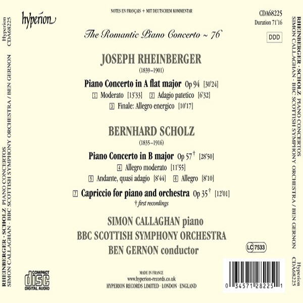 낭만주의 피아노 협주곡 76집 - 라인베르거 / 숄츠 (The Romantic Piano Concerto Vol.76 - Rheinberger / Scholz)