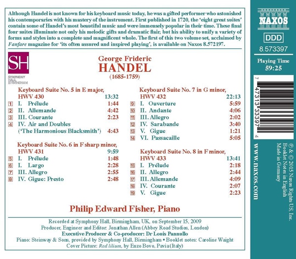 Philip Edward Fisher 헨델: 건반 모음곡 5-8번 (Handel: Keyboard Suites Vol.2)