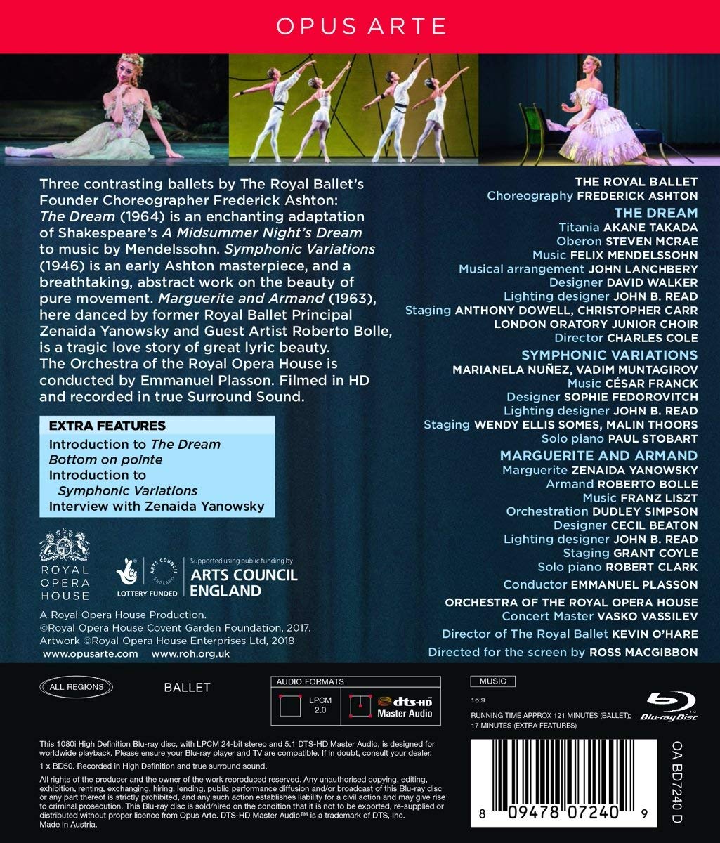Royal Ballet 안무가 프레데릭 애쉬톤의 대표작 (Frederick Ashton: The Dream / Symphonic Variations / Marguerite And Armand) 