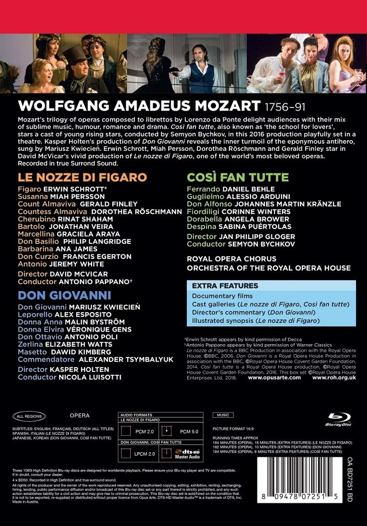 로열 오페라에 올려졌던 모차르트 오페라 다 폰테 3부작  - '피가로의 결혼', '돈 조반니', '코지 판 투테' (Mozart: The Da Ponte Operas)