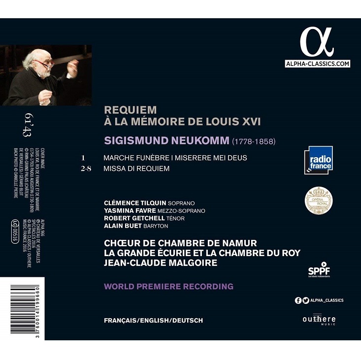 Jean-Claude Malgoire 지기스문트 노이콤: 루이 16세를 위한 레퀴엠 (Sigismund Neukomm: Messe de Requiem a la Memoire de Louis XVI) 장 클로드 말구아르