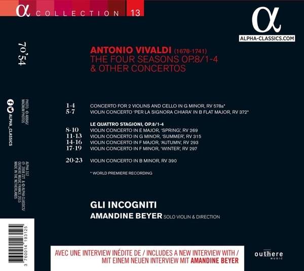 Amandine Beyer 비발디: 사계, 바이올린 협주곡 (Vivaldi: The Four Seasons, Violin Concertos RV578, RV372, RV390)