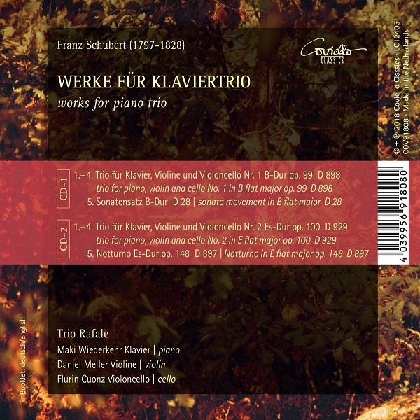 Trio Rafale 슈베르트: 피아노 트리오 전집 - 1번 D898, 2번 D929, '노투르노', '소나텐자츠' - 트리오 라팔레 (Schubert: Works for Piano Trio) 
