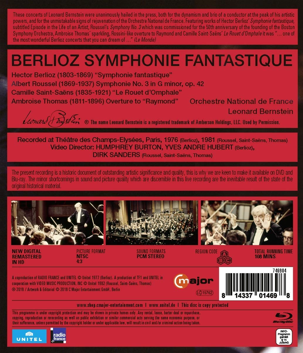 Leonard Bernstein 1976년 1981년 번스타인 파리실황 - 베를리오즈: ‘환상교향곡’ / 루셀: 교향곡 3번 / 생상스: ‘옹팔의 물레’ / 토마: ‘레이몬드 서곡’