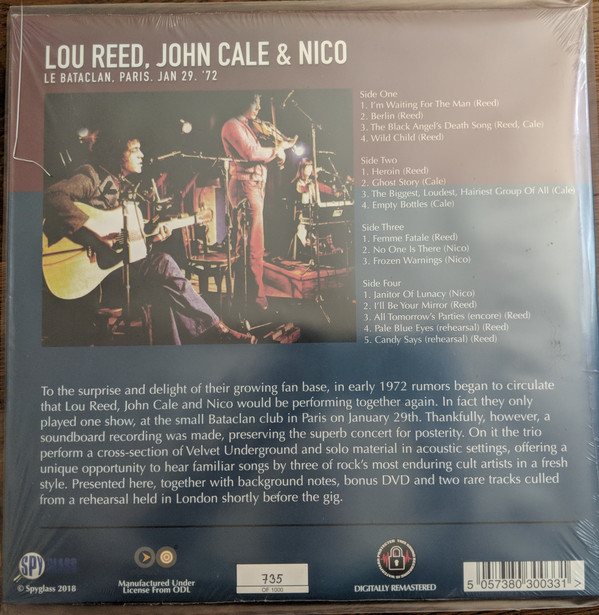 Lou Reed, John Cale & Nico (루 리드, 존 케일 앤 니코) - Le Bataclan, Paris, Jan 29 '72 [2 LP + DVD]