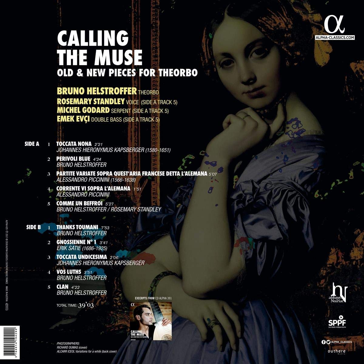 Bruno Helstroffer 테오르보 연주집 - 에릭 사티: 그노시엔느 (Calling the Muse - Old & New Pieces for Theorbo) [LP]