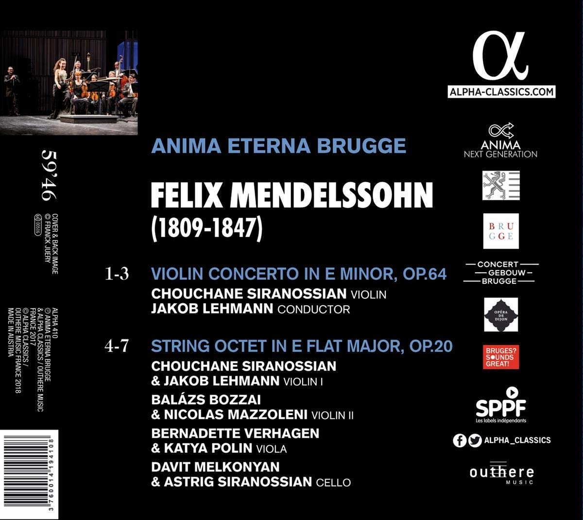 Chouchane Siranossian 멘델스존: 바이올린 협주곡 [초판본], 8중주 (Mendelssohn: 'In Time' - Violin Concerto, Octet)