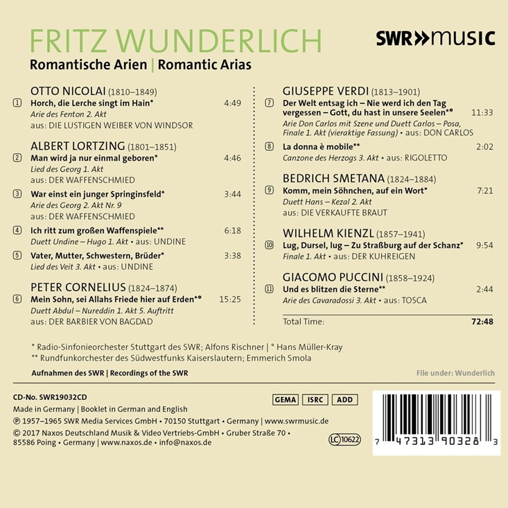Fritz Wunderlich 프리츠 분덜리히 2집 - 로맨틱 아리아 (Romantic Arias)