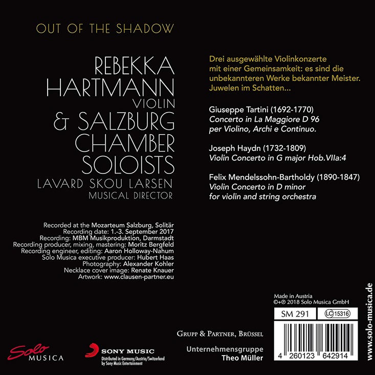 Rebekka Hartmann 타르티니 / 하이든 / 멘델스존: 바이올린 협주곡 (Out Of The Shadow) 레베카 하르트만