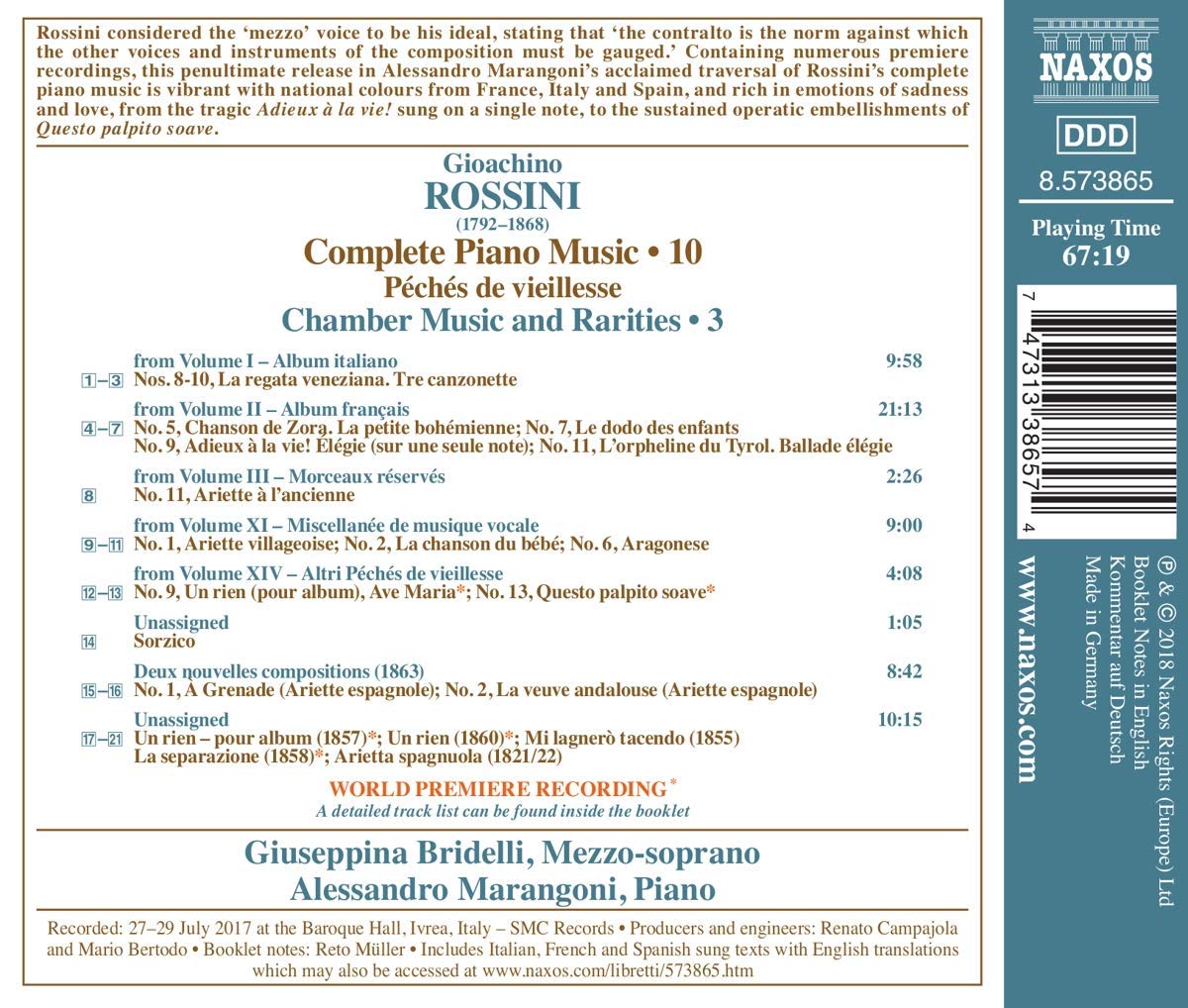 Alessandro Marangoni 로시니: 피아노 작품 10집 (Rossini: Complete Piano Music 10)