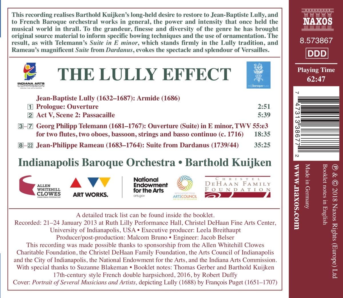 Barthold Kuijken 릴리: 아르미드 / 텔레만: 서곡 / 라모: 다르파누스 (The Lully Effect - Lully, Telemann, Rameau)