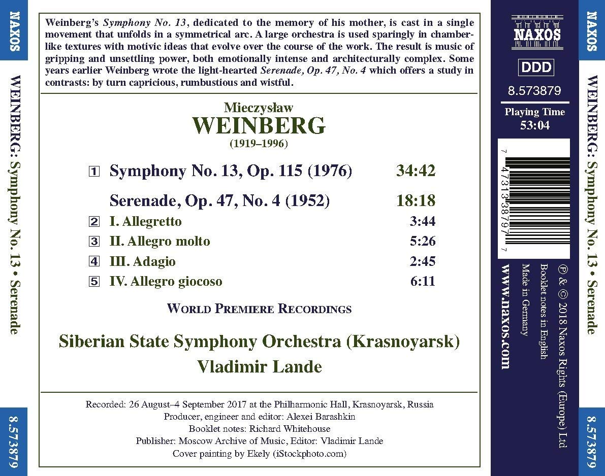 Vladimir Lande 바인베르크: 교향곡 13번 Op.115, 세레나데 Op.27-4 (Weinberg: Symphony No.13, Serenade for Orchestra) 블라디미르 란데