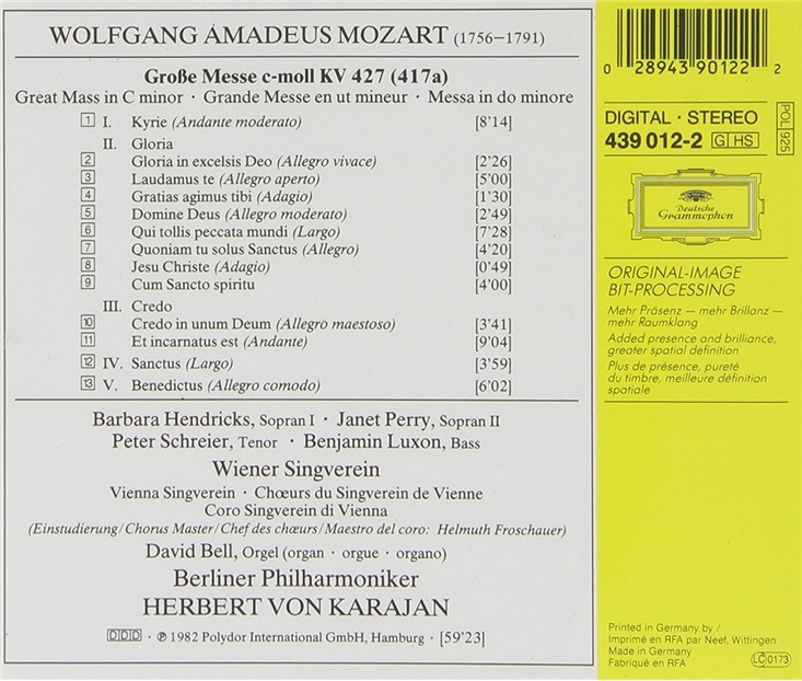 Herbert von Karajan 모차르트: c단조 미사 '대미사' (Mozart: Great Mass in C minor K.427) 