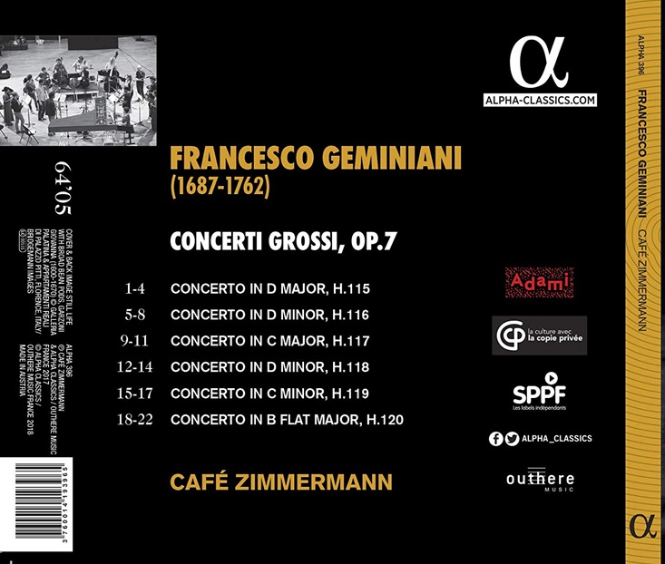 Cafe Zimmermann 제미니아니: 콘체르토 그로소 (Geminiani, F: Concerti grossi, Op. 7) 카페 침머만