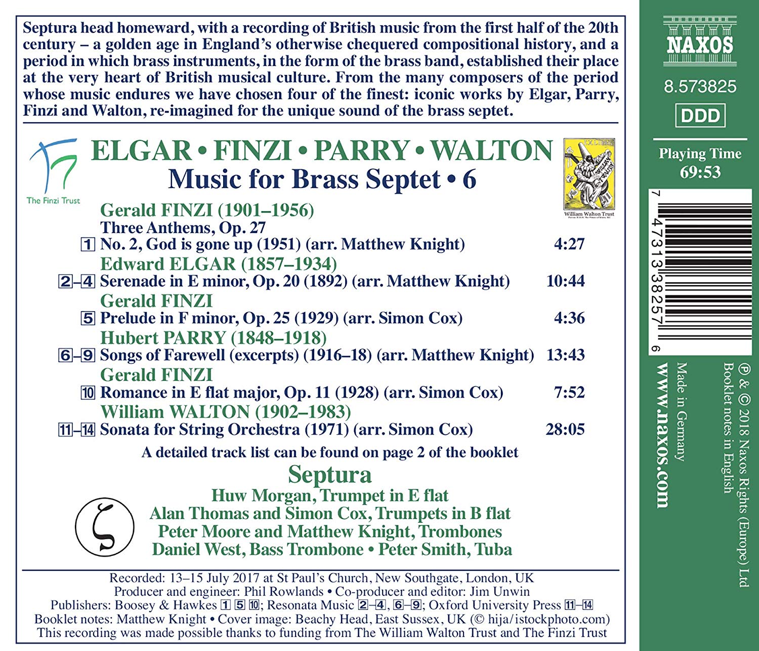 Septura 셉투라 - 금관 7중주를 위한 음악 6집: 영국 음악 두 번째 황금기 - 엘가 / 월튼 / 핀지 / 패리 (Music for Brass Septet 6 - Elgar / Walton / Finzi / Parry)