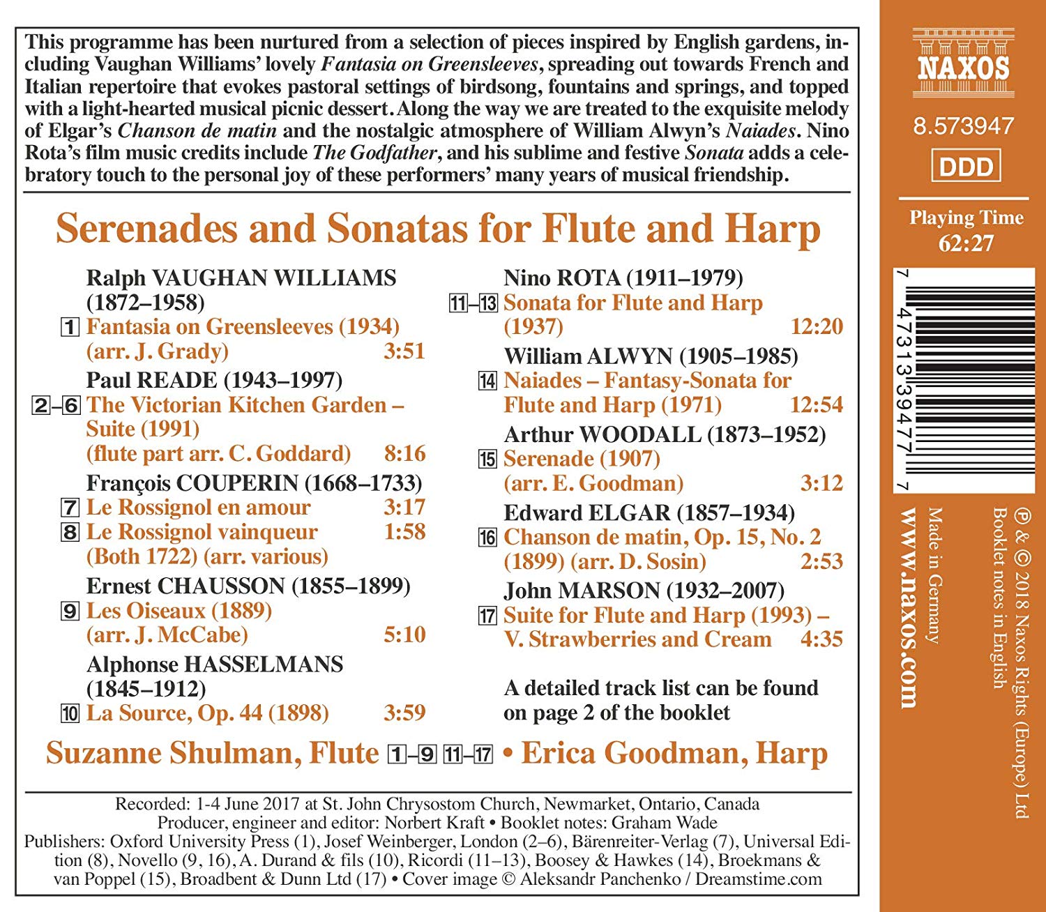 Suzanne Shulman / Erica Goodman 플루트와 하프를 위한 세레나데와 소나타 작품집 (Serenades & Sonatas for Flute and Harp) 수잔 슐먼 / 에리카 굿먼
