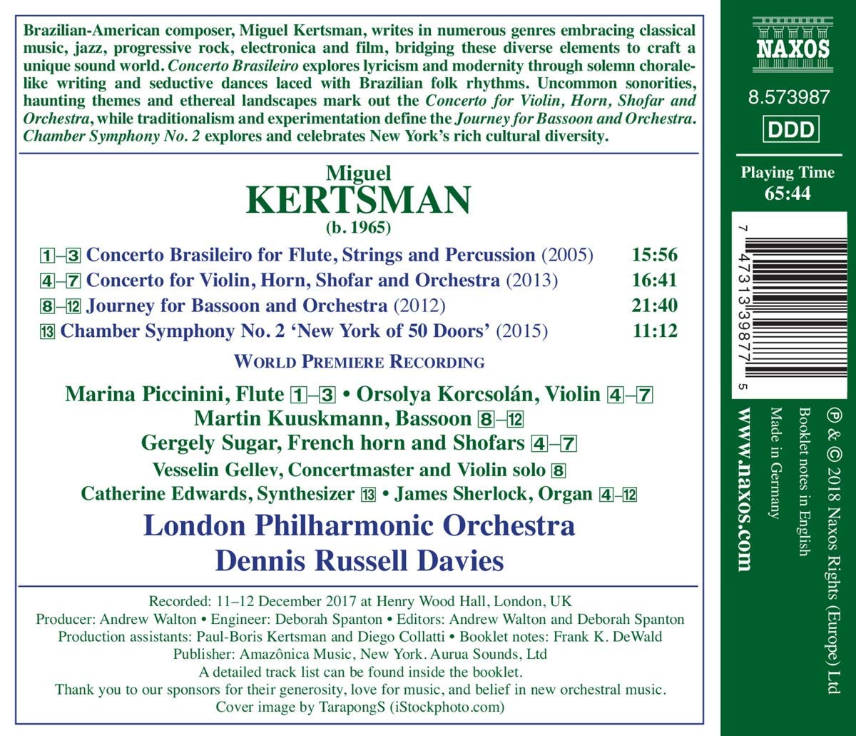 Dennis Russell Davies 미구엘 커츠먼: 협주곡 작품집 (Kertsman: Three Concertos) 데니스 러셀 데이비스