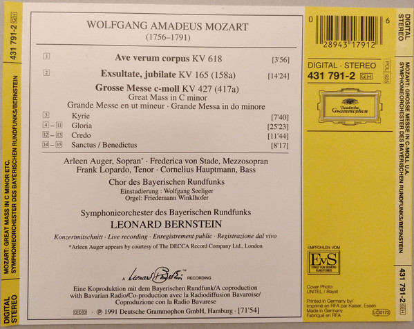 Leonard Bernstein 모차르트: 미사 c단조 (Mozart: Mass in c minor K427)