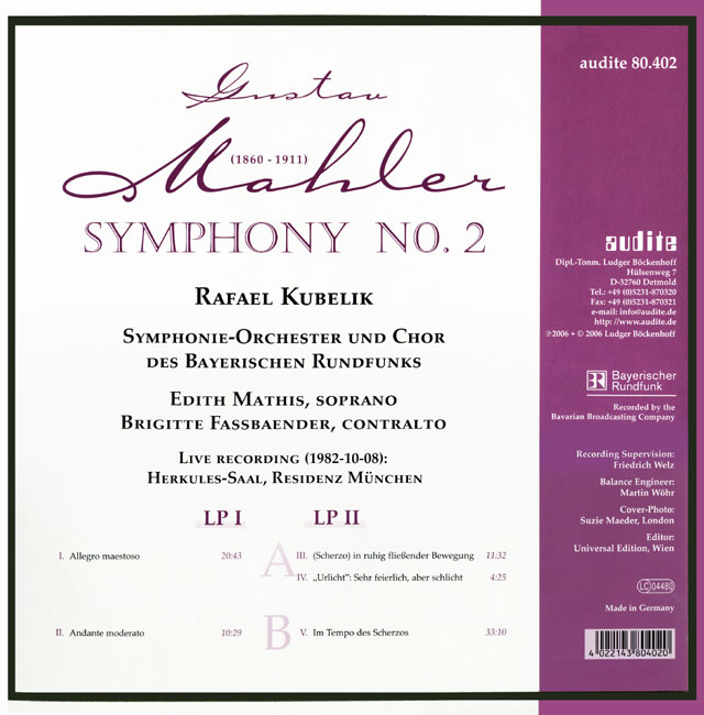Rafael Kubelik 말러: 교향곡 2번 - 라파엘 쿠벨릭 (Mahler: Symphony No.2) 2LP