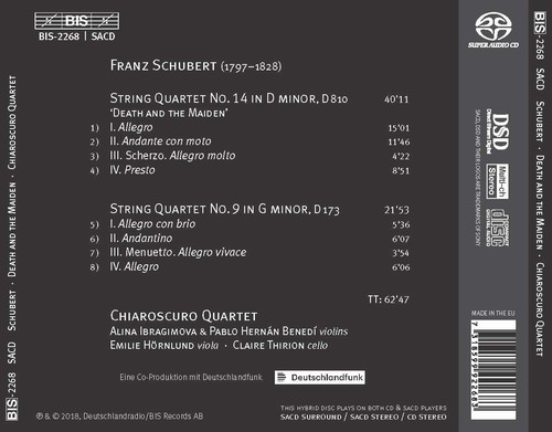 Chiaroscuro Quartet 슈베르트: 현악 사중주 14번 '죽음과 소녀', 9번 (Schubert: String Quartet D.810 'Death and the Maiden`, D.173)