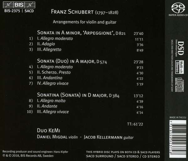 Daniel Migdal / Jacob Kellermann 슈베르트: 바이올린과 기타를 위한 소나타 (Franz Schubert: Sonatas on Violin and Guitar)
