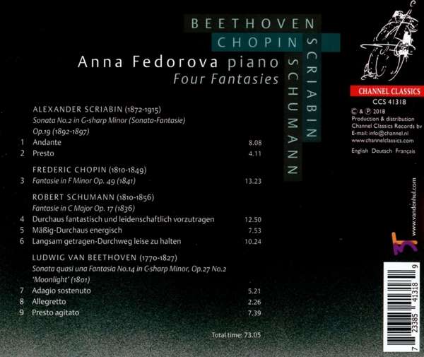 Anna Fedorova 안나 페도로바 피아노 연주집 - 환상곡: 스크리아빈 / 쇼팽 / 슈만 / 베토벤 (Four Fantasies)