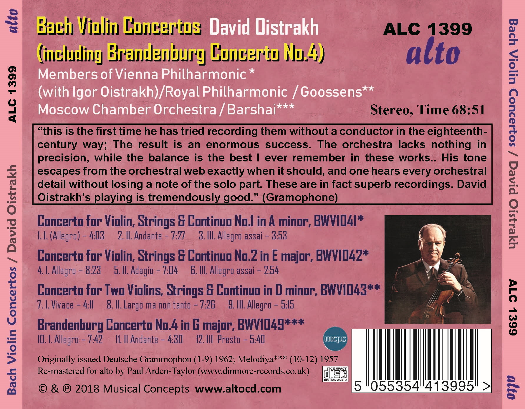 David Oistrakh 바흐: 바이올린 협주곡, 브란덴부르크 협주곡 4번 (Bach: Violin Concertos, Brandenburg Concerto No. 4)
