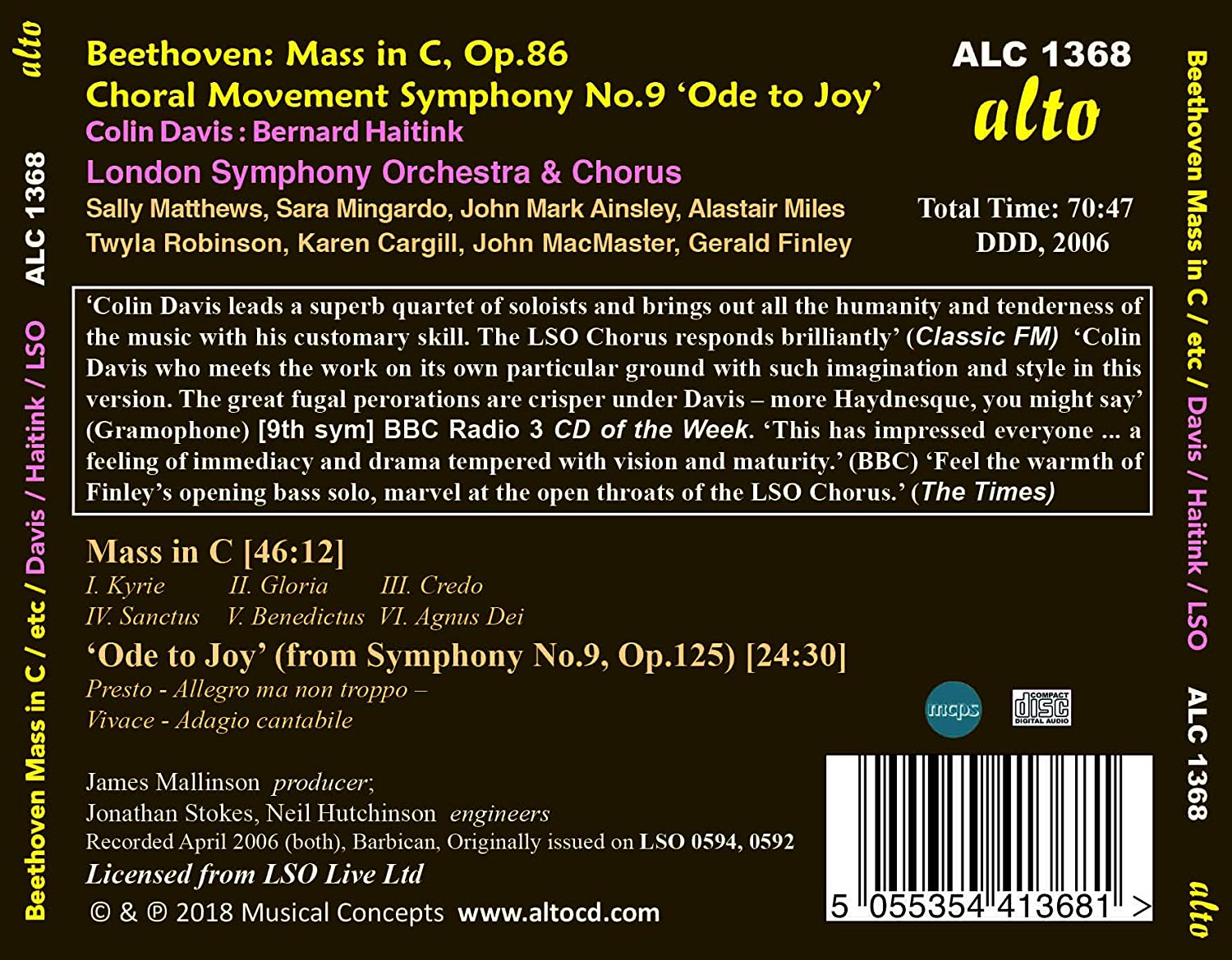 Colin Davis / Bernard Haitink 베토벤: 미사 C, 교향곡 9번 4악장 '환희의 송가' (Beethoven: Mass in C, Symphony No. 9 ‘Ode to Joy’)