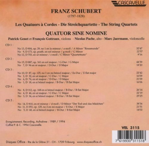 Quatuor Sine Nomine 슈베르트 현악 사중주 전집 (Schubert: String Quartets) [5CD]