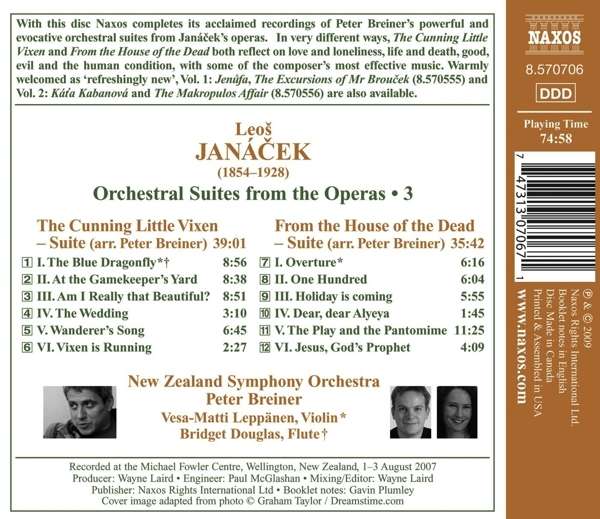Peter Breiner 야나첵 : 오페라 관현악 편곡 (Janacek: Orchestral Suites from the Operas Volume 3)
