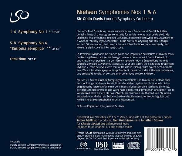 Colin Davis 닐센 : 교향곡 1,6번 (Nielsen: Symphonies Nos. 1 & 6)