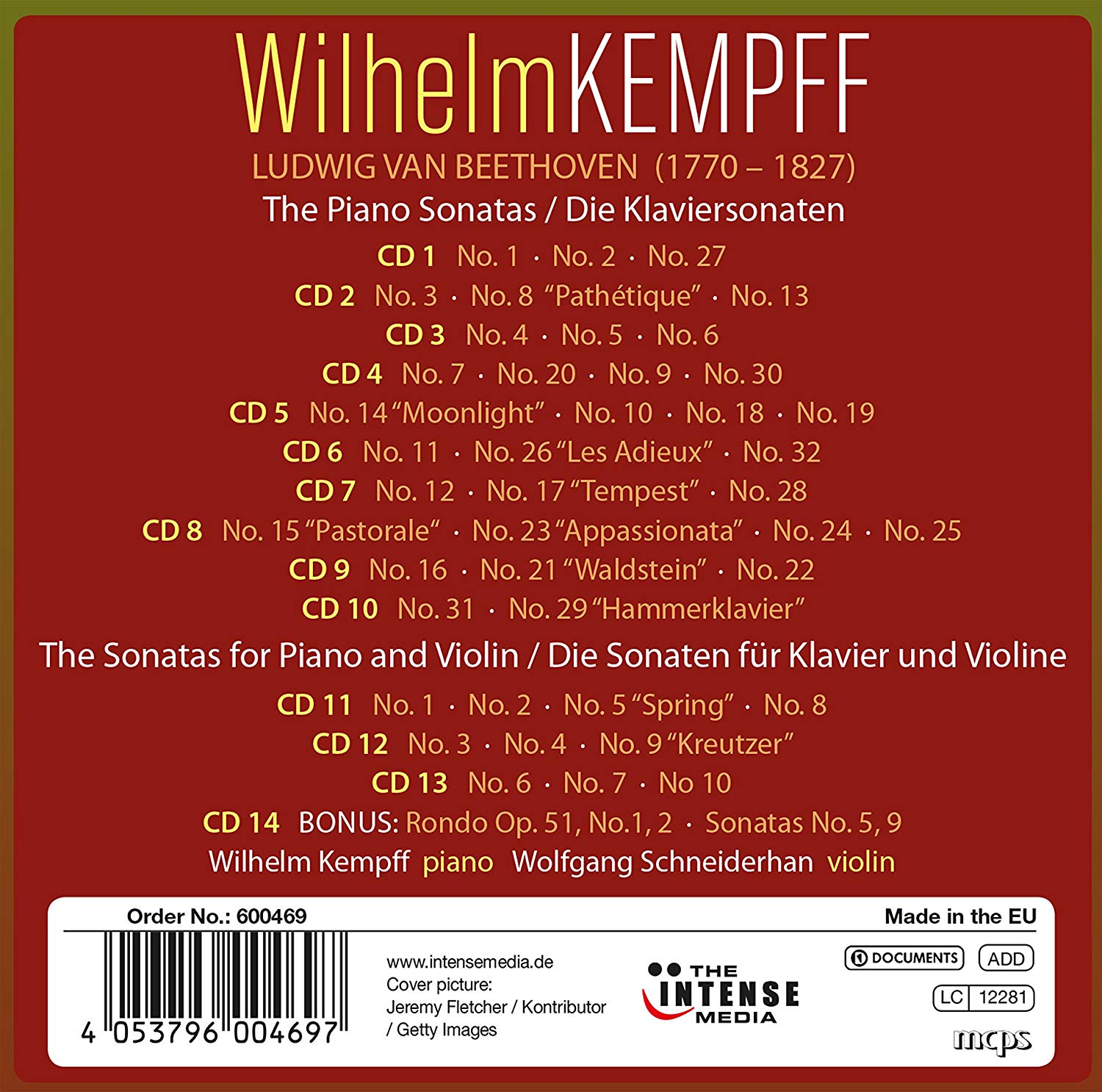 Wilhelm Kempff 베토벤: 피아노와 바이올린을 위한 소나타 전집 (Milestones Of A Legend)