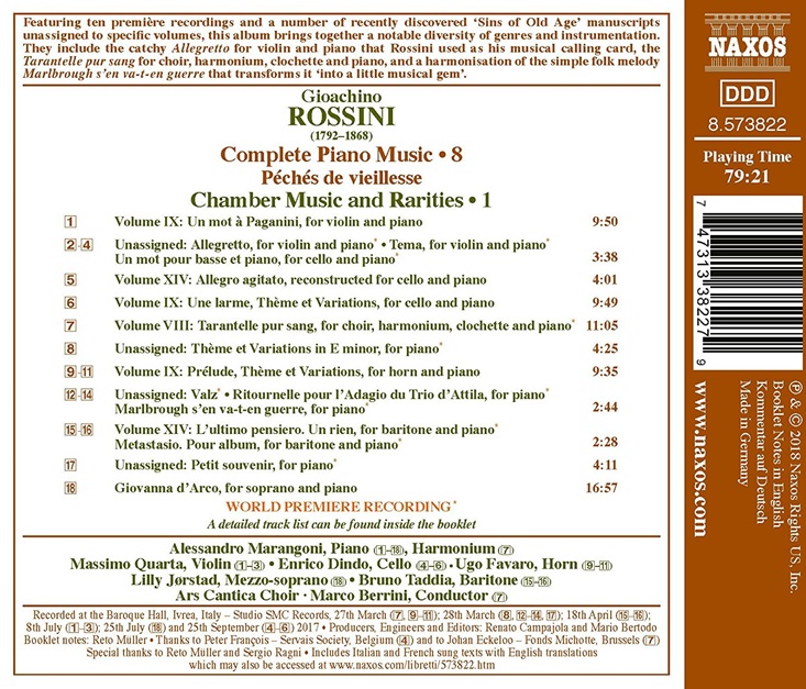 Alessandro Marangoni 로시니: 피아노 작품 8집 (Rossini: Complete Piano Music 8)