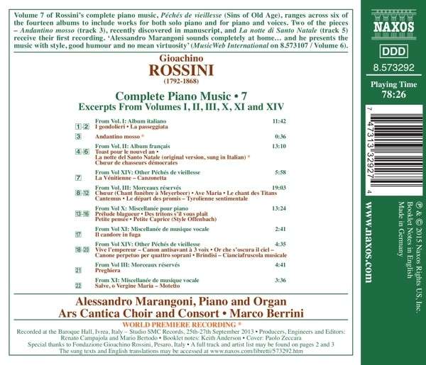 Alessandro Marangoni 로시니: 피아노 작품 7집 (Rossini: Complete Piano Music 7)