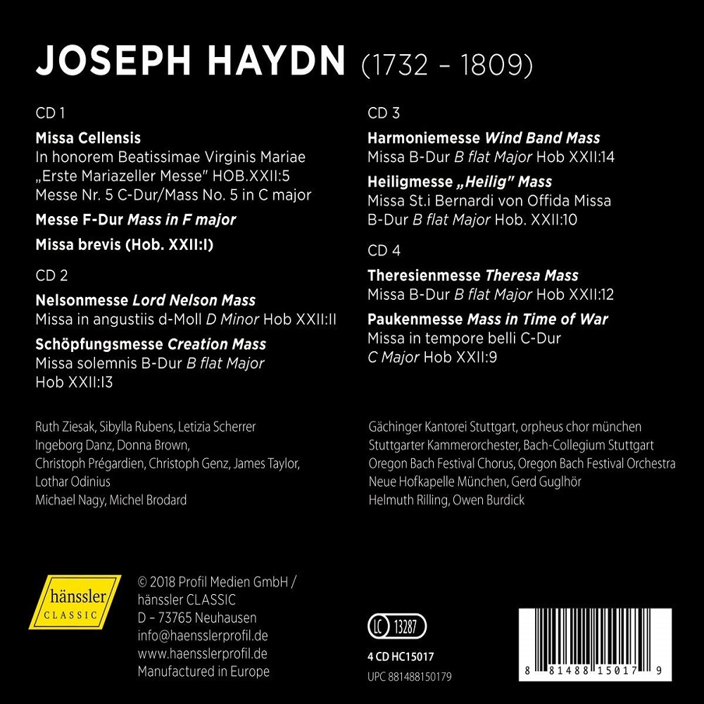 Helmuth Rilling 하이든: 미사 모음집 (Haydn: Masses) [4CD]