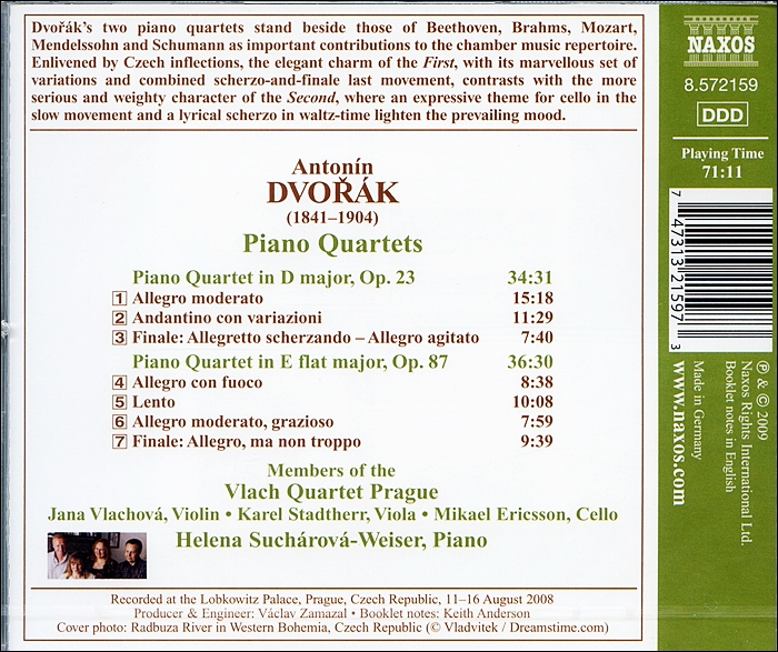 Vlach Quartet Prague 드보르작 : 피아노 오중주 (Dvorak : Piano Quartets Op.23 & 87)