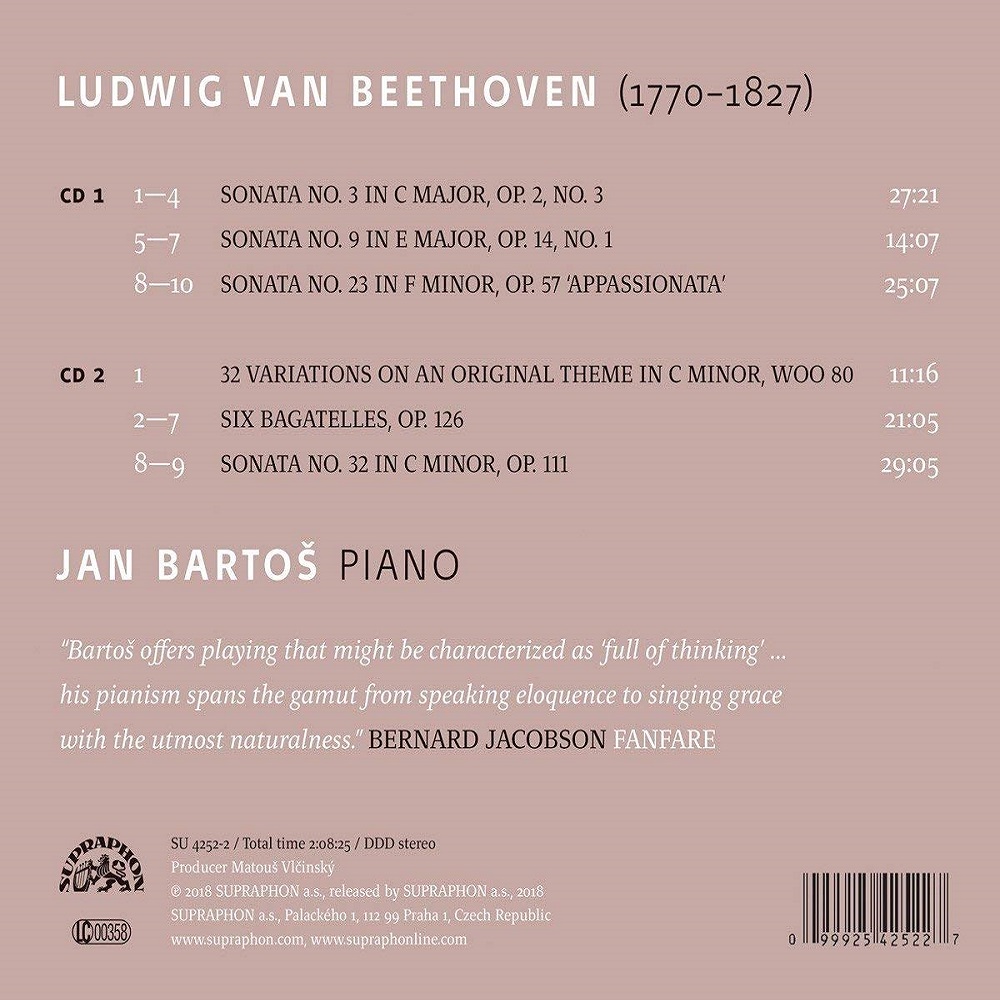 Jan Bartos 베토벤: 피아노 소나타 3, 9, 23, 12번 외 (Beethoven: Piano Sonatas) 