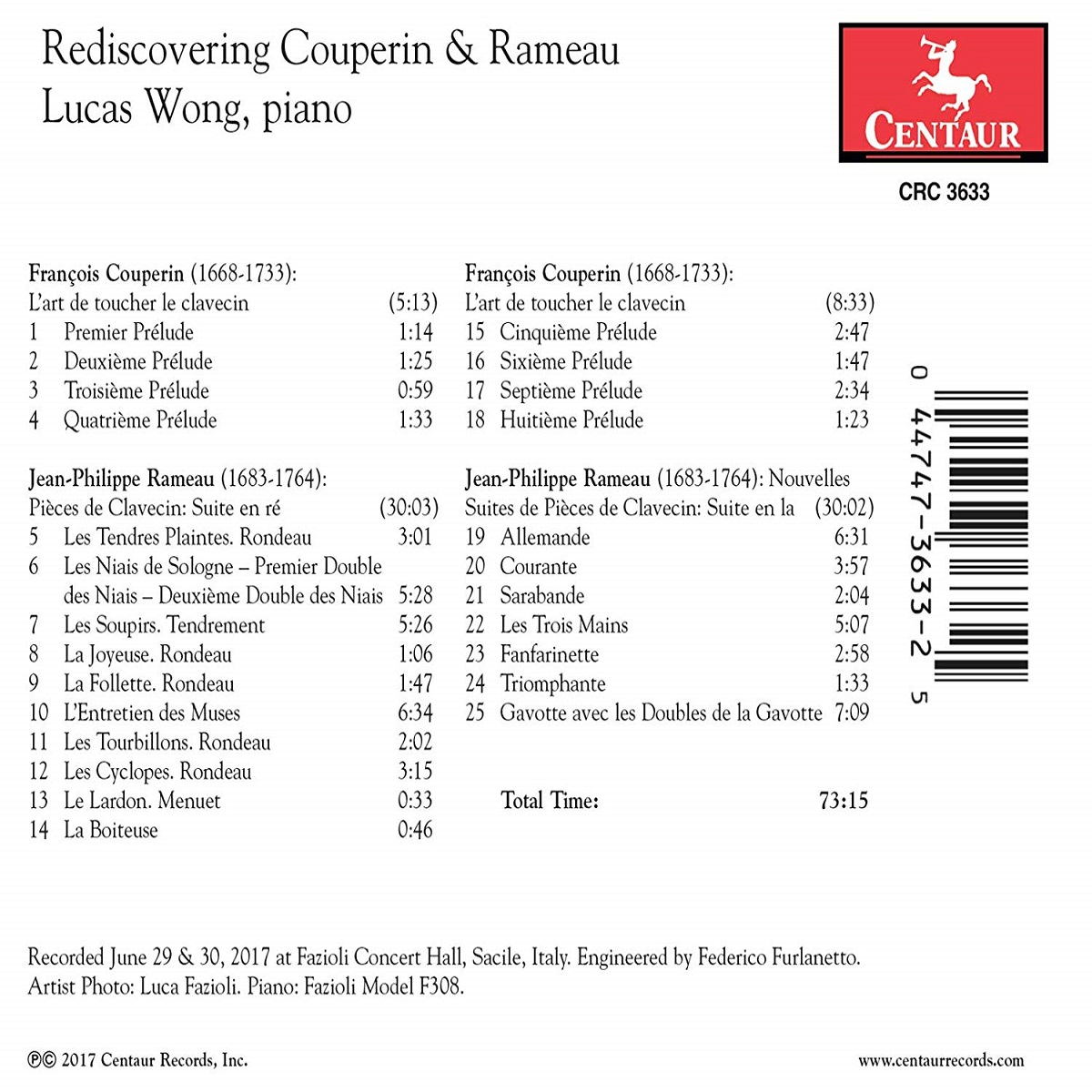 Lucas Wong 쿠프랭과 라모의 재발견 (Rediscovering Couperin and Rameau)