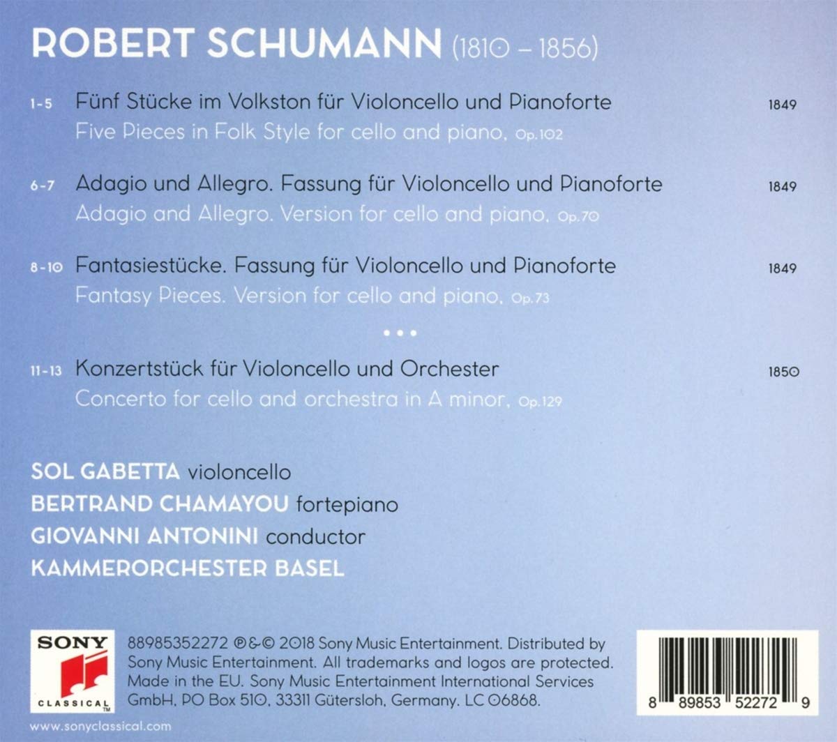 Sol Gabetta 슈만: 첼로 협주곡, 실내악 작품집 (Schumann: Cello Concerto, Chamber Music)