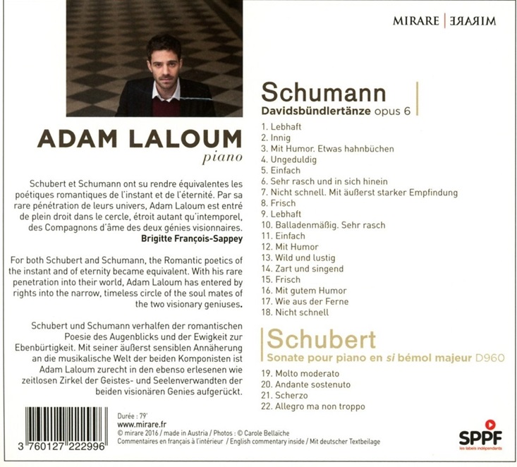 Adam Laloum 슈만: 다비드 동맹 무곡집 / 슈베르트: 피아노 소나타 21번 - 아담 랄룸 (Schumann: Davidsbundlertanze Op.6 / Schubert: Piano Sonata D.960)